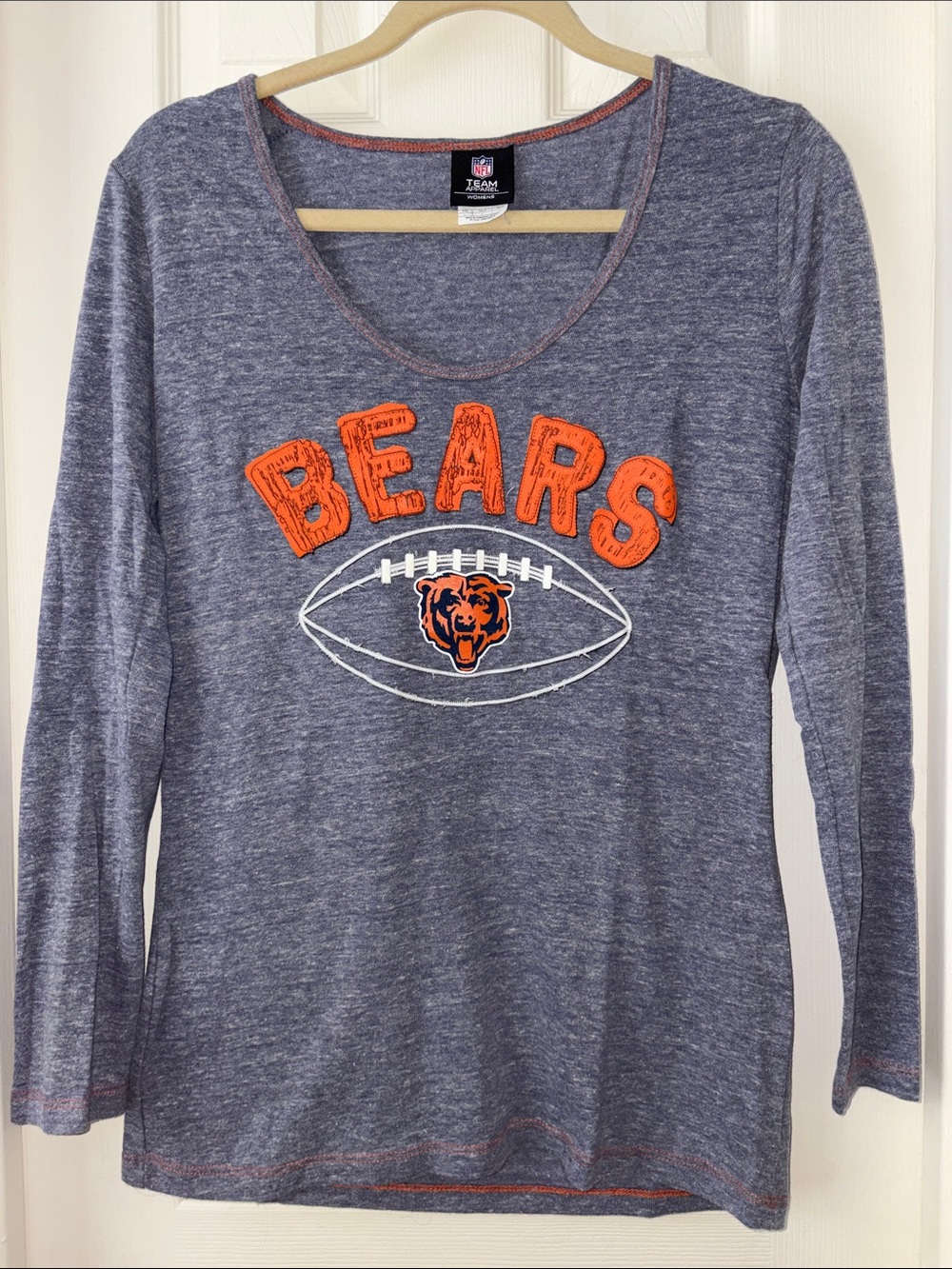 CHICAGO BEARS NFL football Team Apparel Women's shirt orange blue Logo large